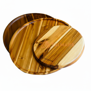 Plateau de service en bois d'acacia massif Vaisselle de cuisine en bois de pin personnalisée Plats à gâteaux écologiques avec couleur bois naturel - Product Image 1