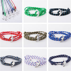 Çok katmanlı siyah çapa bilezikler Polyester kanca halat Wrap etrafında erkekler Viking bileklik bileklik - Product Image 3