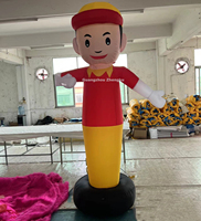 Dessin animé gonflable publicitaire personnalisé Chef danseur d'air jambe unique homme agitant la main