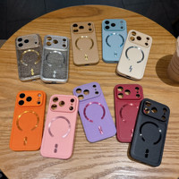 Étui de téléphone simple en cuir PU texture Litchi pour iPhone Air 12 13 14 15 16 17 Pro Max, compatible avec la charge sans fil, magnétique, antichoc