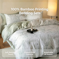 Parures de draps modernes en bambou tissé 100 % biologique, imprimées motif végétal, écologiques, rafraîchissantes, respirantes, 300 fils, taille King, toutes saisons
