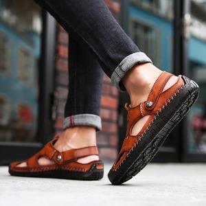 Summer new men's cool <b>sandals</b> Korean version handcrafted casual two-in-one soft-soled front-covered flip-flops - Product Image 3