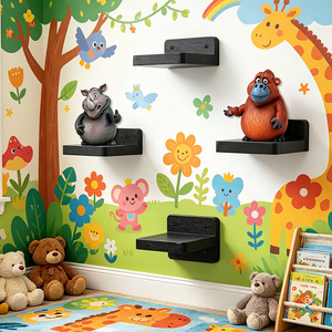 Petites étagères flottantes rectangulaires en bois, modernes, gain de place, chambre à coucher, salon, personnalisables, murales, décoratives, support mural - Product Image 4