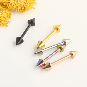 Piercings de lengua y pezón de 14G para mujer, barra recta de acero inoxidable de 16mm con punta cónica - Product Image 3