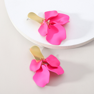 14 couleurs 2025 boucle d'oreille bijoux de mode Design de luxe acrylique pétale fleur grandes boucles d'oreilles tendance fée feuilles boucles d'oreilles en or - Product Image 1