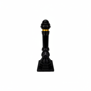 Ileritraffic ILT6299 Borne de sécurité robuste en fonte noire 65 cm, design classique, avec voies réfléchissantes jaunes en nid d'abeille - Product Image 2