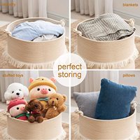 Paniers de rangement en corde de coton tissé durable marron, rangement de panier pliable avec poignées durables panier à linge pliable