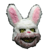 Wellinology Bloody Bunny Mask Halloween Scary Mask Bear Rabbit Bunny Mask, Plush Animal Head Mask, Cosplay Costume Props Party