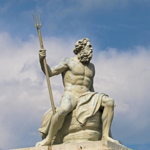 Decoración de paisaje público al aire libre, estatua de mito griego tallada en piedra Natural grande moderna, <span class=keywords><strong>escultura</strong></span> de Poseidón de mármol blanco Trident - Product Image 3