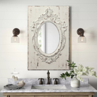 Miroir mural décoratif rectangulaire de style antique, miroir décoratif en bois de luxe unique, meuble miroir avec cadre en bois vieilli
