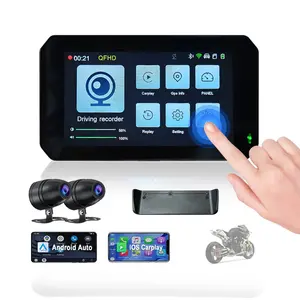 Açık 5 inç tam dokunmatik motosiklet Gps navigasyon Apple Carplay çift Lens Dvr kamera - Product Image 1