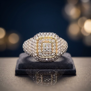 Bague signet de luxe unisexe en argent 925 avec diamants de laboratoire taille brillant rond couleur D, bijoux pour usage quotidien - Product Image 1