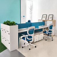 Ensemble de bureau en bois pour 2, 4 ou 6 personnes avec chaise ergonomique, jardinière et armoire – Vente en gros