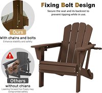 Chaise Adirondack moderne en HDPE avec 2 porte-gobelets et dossier réglable en 3 positions |   Marron, grande taille, capacité de 350 lb, résistant aux intempéries et imperméable