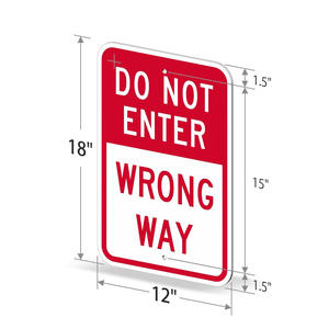 ป้ายเตือนจราจรอลูมิเนียมแบบปรับแต่งได้: ห้ามเข้าผิดทางตัวบอกความปลอดภัยที่ทนทานสำหรับถนนการก่อสร้างและโซน - Product Image 2