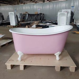 <span class=keywords><strong>Bañera</strong></span> de Hierro Fundido Rosa Personalizada Beigelai BGL-70, Diseño Tradicional, Función de Remojo, Independiente, Cromada, para Villa - Product Image 5