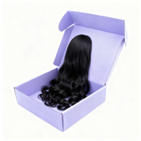 Boîtes rigides en carton satiné pour extensions de cheveux humains de collection de luxe, revêtement UV, gaufrage, lamination brillante