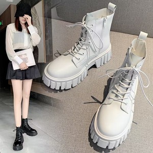 <span class=keywords><strong>Stivaletti</strong></span> Classici da <span class=keywords><strong>Donna</strong></span> in Pelle PU con Plateau, Stile Coreano, Traspiranti, Antiscivolo, con Chiusura a Zip e Lacci, per Autunno e Inverno, Stivali Retrò - Product Image 5
