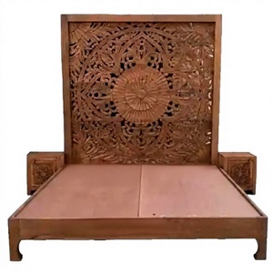 Wholesale Luxury Modern Foldable Storage <b>Bed</b> Frame Full <b>Size</b> Premium Solid Wood Mango Handmade Carved Customizable Color High - Product Image 1