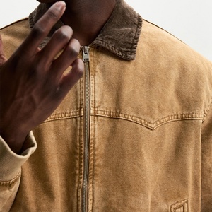 Custom Men <b>Jackets</b> Casual Streetwear Heavy Canvas <b>Jacket</b> Cotton Blank Zip up Vintage <b>Worker</b> <b>Jacket</b> for Men - Product Image 3