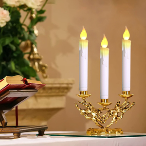 Set of 6 Flameless LED <strong>Taper</strong> <strong>Candles</strong> Lights Battery Operated Candlesticks with Warm <strong>White</strong> Flickering Fake Floating <strong>Taper</strong> <strong>Candles</strong> - Product Image 2