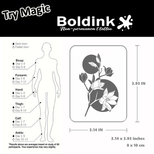 Tatuaje Temporal de Tinta Jagua de Larga Duración (2 Semanas), Resistente al Agua, con Diseño de <span class=keywords><strong>Flor</strong></span> de Magnolia Realista y Círculos Geométricos, Personalizado por Boldink - Product Image 4