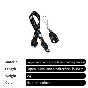 2 Trong 1 Dây Buộc Sạc Cáp Dệ<span class=keywords><strong>t</strong></span> Vải Treo Cổ Nhanh Chóng Sạc USB Cáp Dữ Liệu Cho Điện Thoại Di Động - Product Image 4