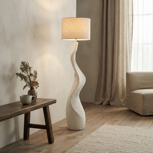Lámpara de Pie Escultural Moderna Minimalista con Curva en S, Pantalla de Metal Texturizado Crema, LED, Impermeable, para Uso en Almacenes, Iluminación Wabi Sabi - Product Image 5