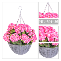 Cesta Suspensa de Flores Artificiais para Decoração Externa de Pátio, Varanda, Jardim e Villa