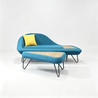 Ensemble de 4 chaises longues d'extérieur avec table basse et ottoman, ensemble de meubles de salon de jardin pour jardin et bord de piscine