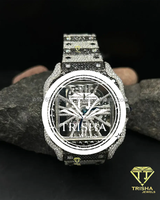 Montre de luxe la plus vendue avec diamants Moissanite VVS, cadran carré en argent sterling 925, entièrement sertie de pierres, cadeau pour hommes et femmes