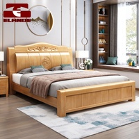 Lit double en bois massif personnalisé avec rangement, lit King, meubles de chambre à coucher