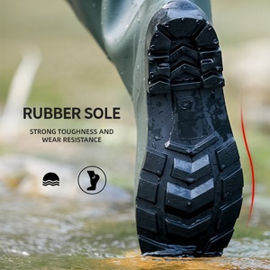 Cuissardes <span class=keywords><strong>de</strong></span> <span class=keywords><strong>pêche</strong></span> et <span class=keywords><strong>de</strong></span> chasse unisexes en PVC vert haute performance avec bottes à embout d'acier, imperméables, pour hommes - Product Image 6