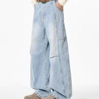 Jeans baggy pour homme ODM rétro hip-hop à jambe large, déchirés, taille mi-haute, en polyester