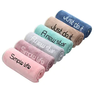 Factory wholesale microfiber youth pie towel home couple letter embroidered dry hair towel soft absorbent