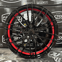 Jantes en alliage multi-rayons Flow Formed de 17, 18, 19, 20 pouces, 5x112 5x114.3 ET35, noir brillant avec barillets intérieurs rouge bonbon