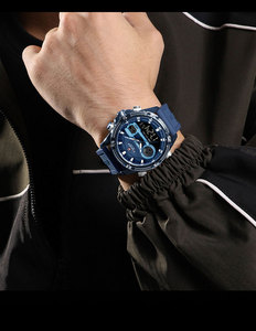 NAVIFORCE 9223 BEBEBE Montre-bracelet de luxe bleue à mouvement japonais à quartz analogique pour hommes d'affaires, étanche avec date - Product Image 3