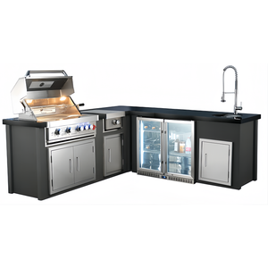 Tùy Chỉnh Ngoài Trời Nhà Bếp Thép Không Gỉ Tủ Vườn Di Động Modular BBQ Nướng Đảo Với Bar Bồn Rửa Tủ Lạnh Gas Vỉ Nướng - Product Image 2