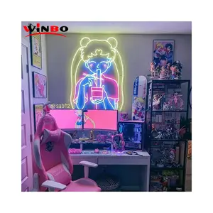 Winbo Open Led Neon Sign Lights Slide Free Design Letter Large Custom Neon Sign Wedding Room Party Wall Decor Design A Neon Sign