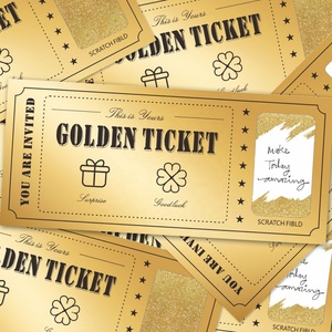Manufacturer Sale Scratch off <b>Gold</b> Tickets <b>Gold</b> Foil Coating Digital Printing Custom Size logo Lucky Prize - Product Image 1