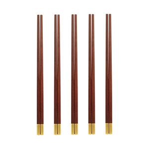 Palillos de madera de ala de pollo hechos a medida con puntas doradas, en caja, de sándalo rojo dorado, para restaurante chino, 10 unidades - Product Image 5