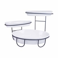 2025 nouveau Design Logo personnalisé fête vaisselle bols blanc en céramique fruits bol de service ovale porcelaine service ensemble