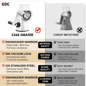 Râpe à légumes rotative avec 3 lames tranchantes <span class=keywords><strong>pour</strong></span> trancher et râper facilement les <span class=keywords><strong>carottes</strong></span>, les pommes de terre et autres légumes - Product Image 6