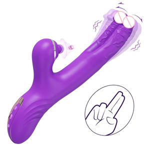 Dubbele kop konijn G-spot vibrator met clitorale flapperende stimulator Dubbele stimulatie Siliconen waterdicht seksspeeltjes voor volwassenen voor vrouwen - Product Image 1