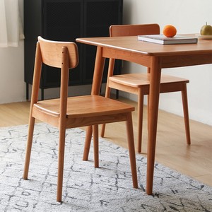 Chaise de salle à manger en bois de cerisier, dossier en bois massif, style nordique moderne, pour usage domestique, petite chaise de salle à manger pour appartement - Product Image 2