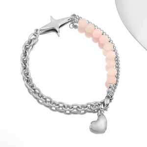 Hot Selling Simple Popular Design Spliced Pink <b>Bead</b> Alloy Chain <b>Bracelet</b> Sweet Women's Cross <b>Bracelets</b> Fashion Jewelry Wholesale - Product Image 1