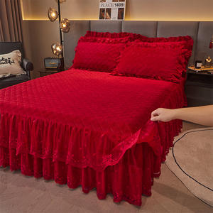 SP140 di lusso europa principessa biancheria da letto Set gonna da letto federe in velluto e caldo lenzuola morbide da letto - Product Image 2