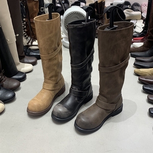 <span class=keywords><strong>Bottes</strong></span> hautes décontractées rétro très tendance pour femme, en microfibre, avec décorations, pour mollets larges, style western - Product Image 2
