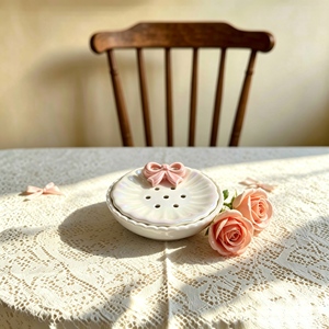 Adorable <span class=keywords><strong>porte</strong></span>-<span class=keywords><strong>savon</strong></span> en céramique à motif floral <span class=keywords><strong>rose</strong></span> avec relief de tulipe 3D et accent de feuille verte, <span class=keywords><strong>porte</strong></span>-<span class=keywords><strong>savon</strong></span> original pour salle de bain et cuisine - Product Image 5