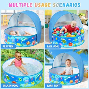 <span class=keywords><strong>Piscine</strong></span> pour enfants et animaux domestiques, tente de jeu pour bébés, tente de plage, <span class=keywords><strong>abri</strong></span> solaire anti-UV, moustiquaire, portable, pliable, structure en acier, pop-up - Product Image 2